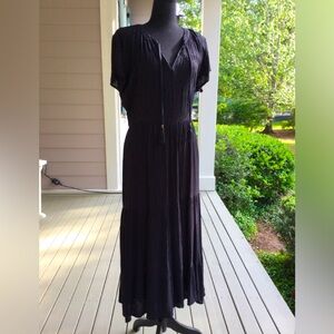 Sonoma Black Flutter Sleeve V-Neck Maxi Dress